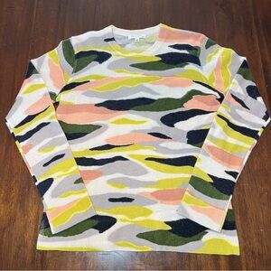 Equipment Femme Women’s 100% Cashmere Multicolored Camo Crewneck Sweater Size XS